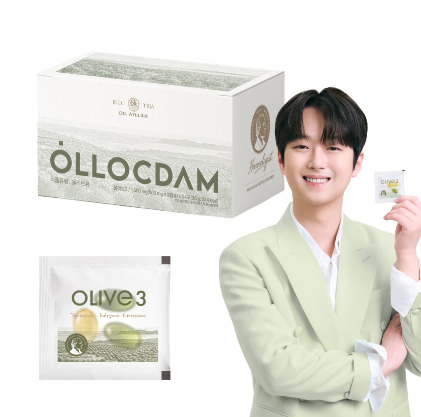 올록담 올리브3 EVOO 지중해 올리브오일 캡슐 올리브유 1개월분 [원산지:이탈리아]