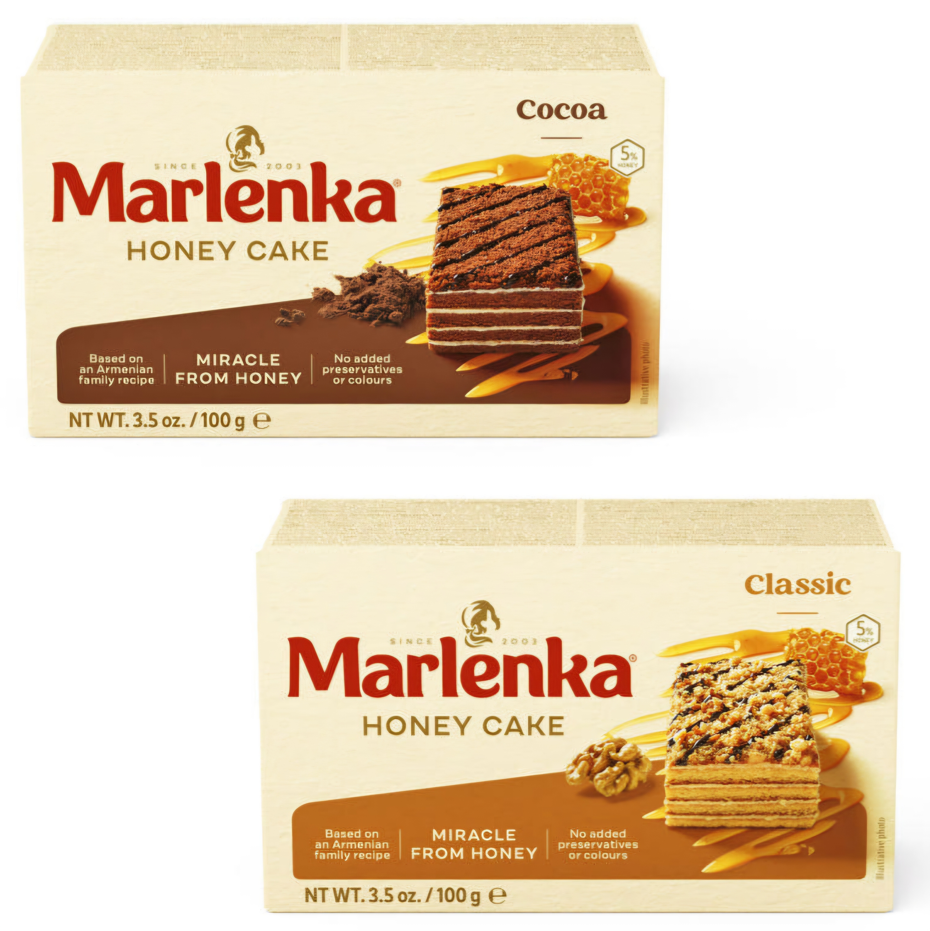 말렌카 꿀케이크 호두클래식 100g 코코아 100g